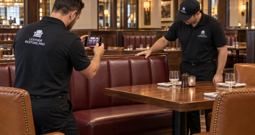 Booth damage being documented