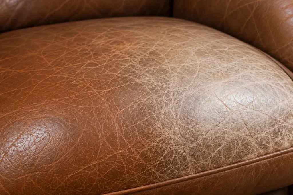 Light fading on leather