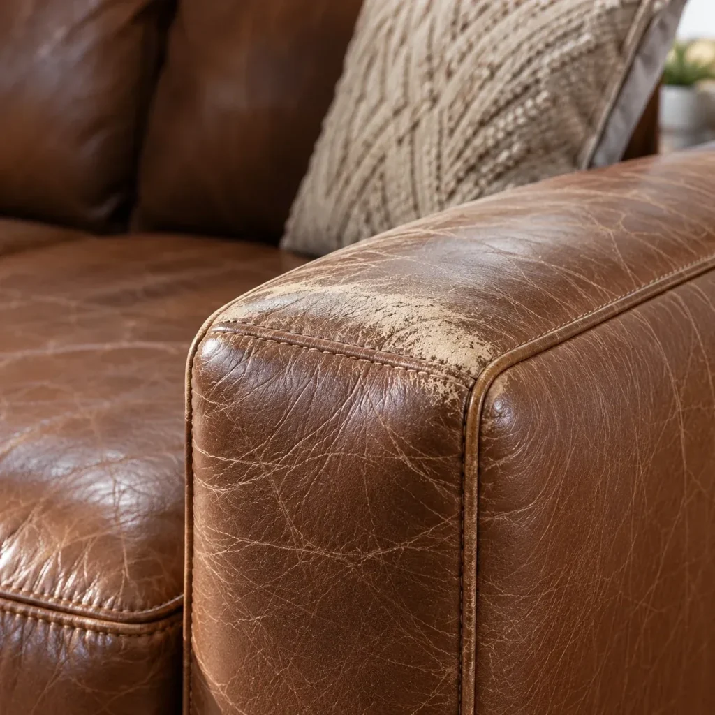 Faded leather on arm tops