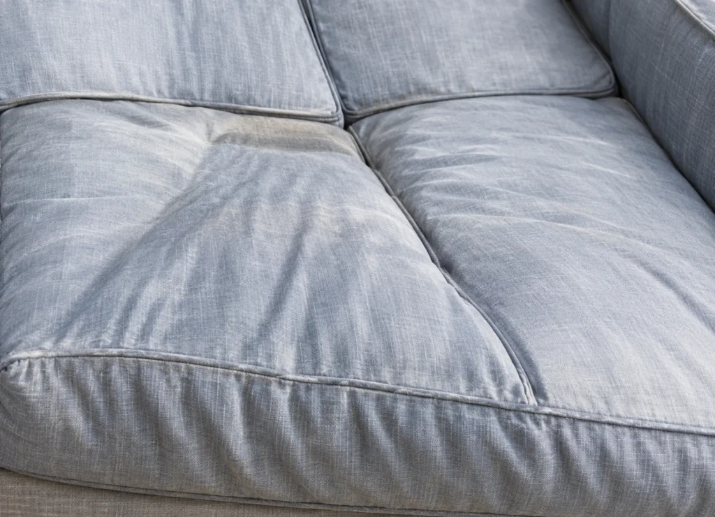 Outdoor cushion close-up: sun fading