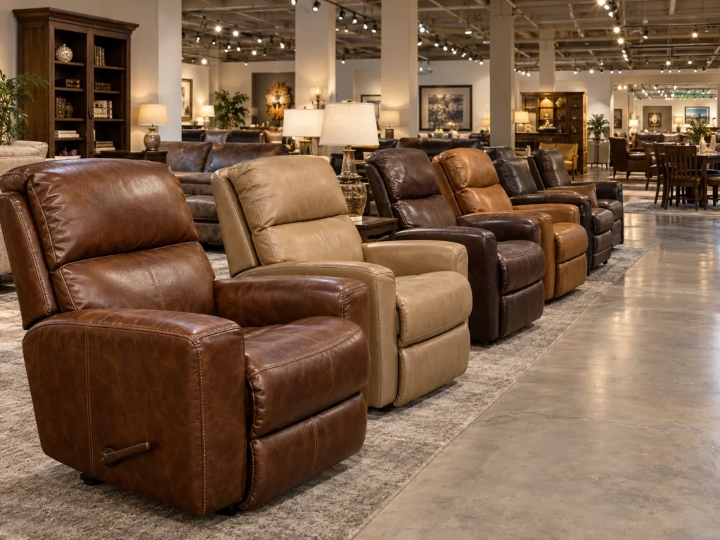 Leather recliners in a chain store