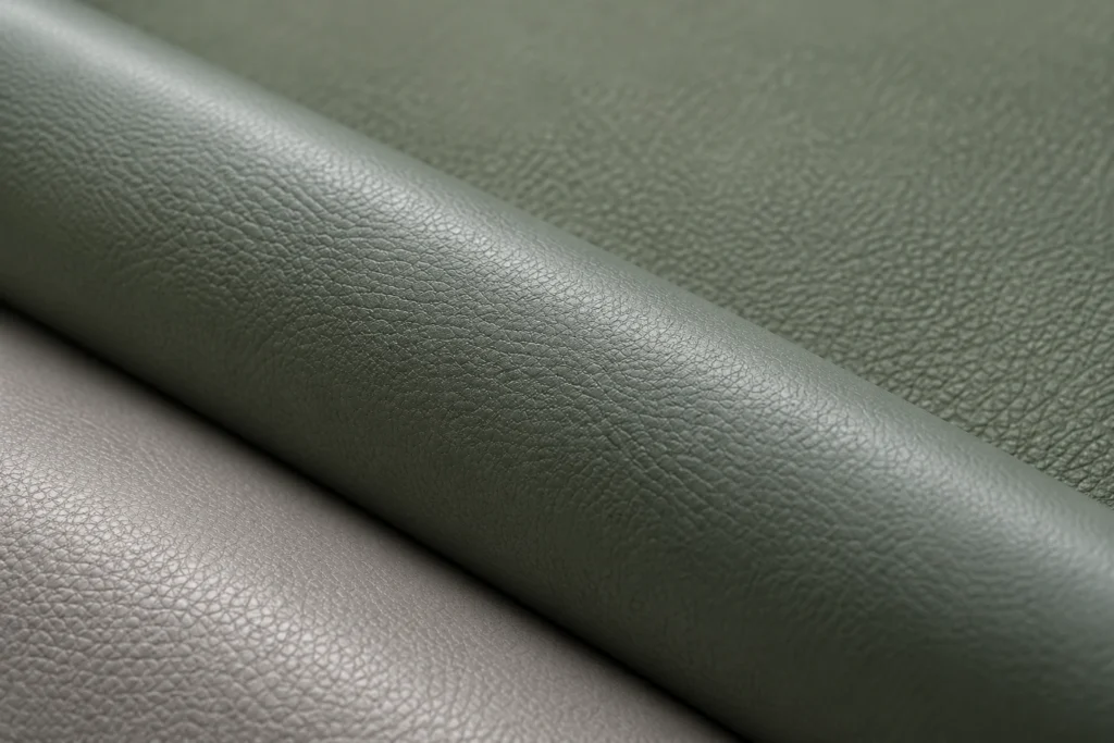 Commercial vinyl samples in green and gray