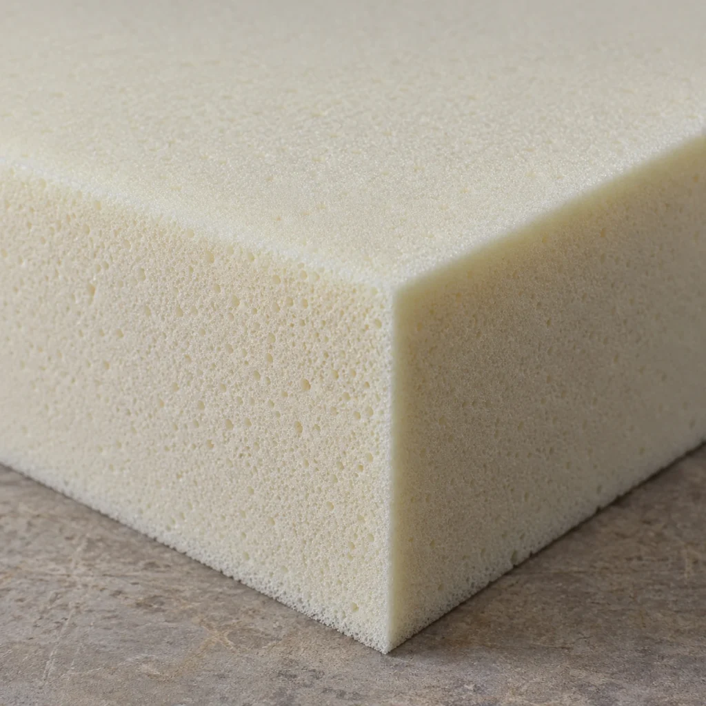 Close-up of the cell structure in high density seat foam