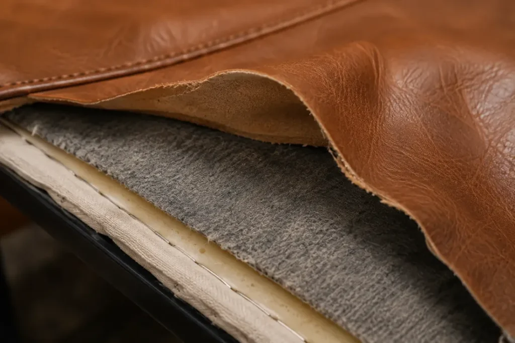 A stripped cushion during reupholstery