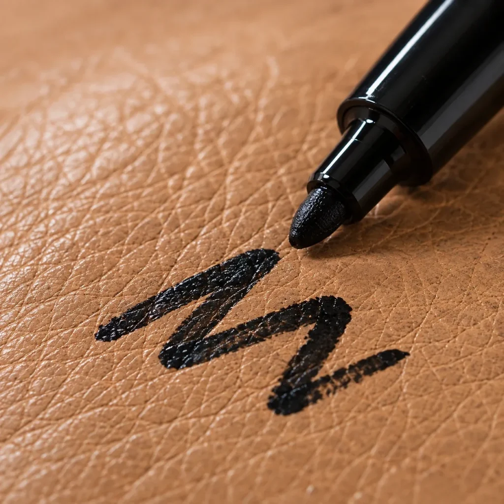 Permanent marker ink on leather