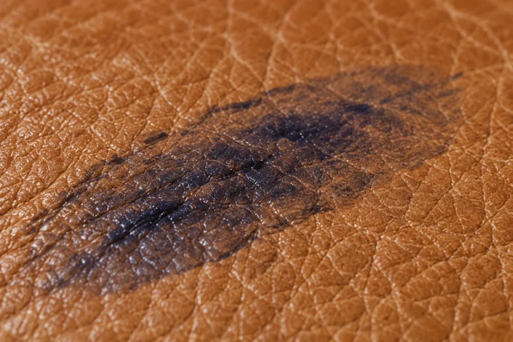 Ink on leather: it spreads