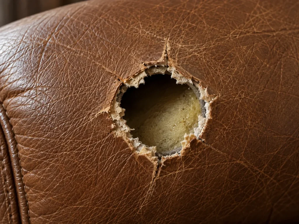 Large opening hole in leather