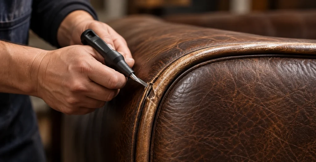 Rebuild edges on a leather bed
