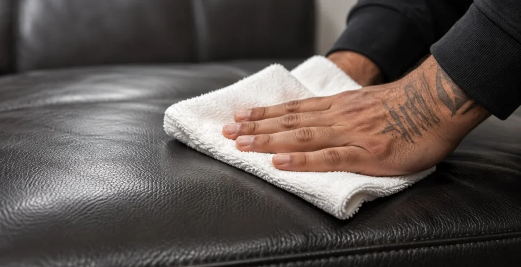 Clean and condition on a leather bed