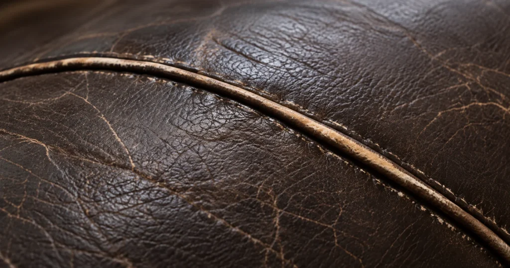 Cracked piping on an upholstered bed