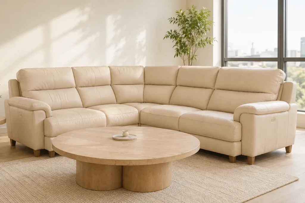 Leather colour being matched on site in a lounge