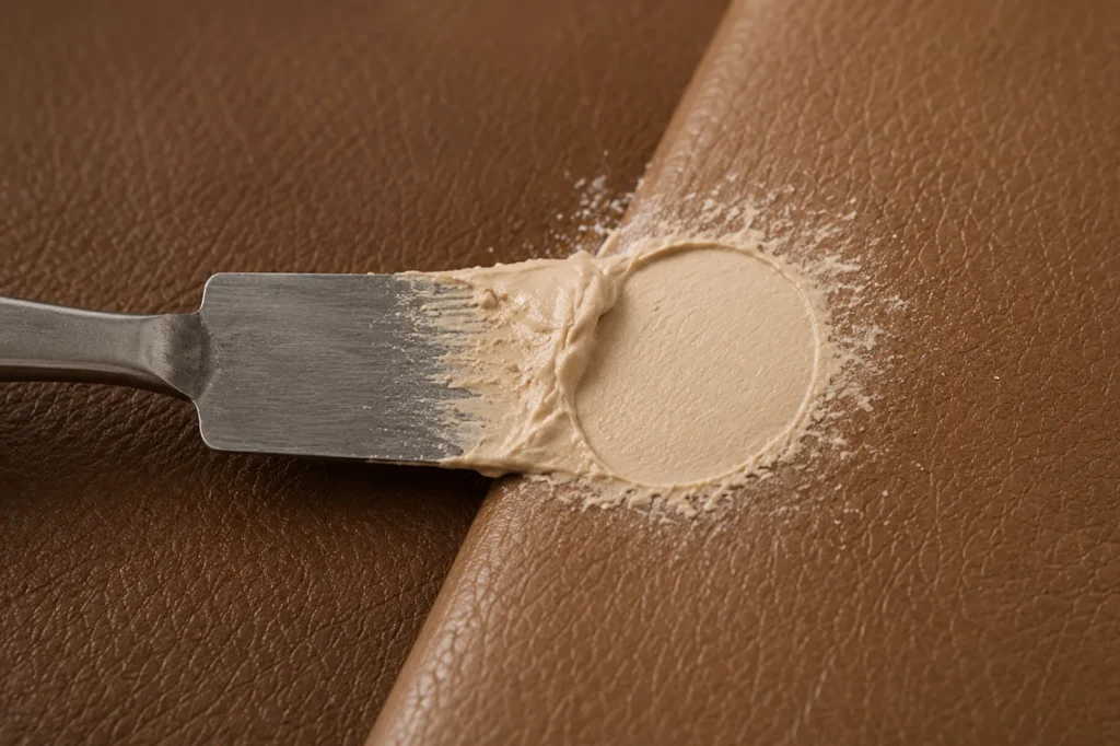 Leather being prepared before colour