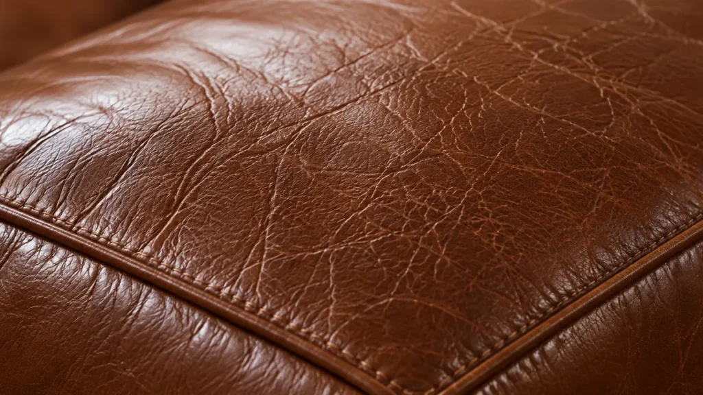 A seam on a leather cushion