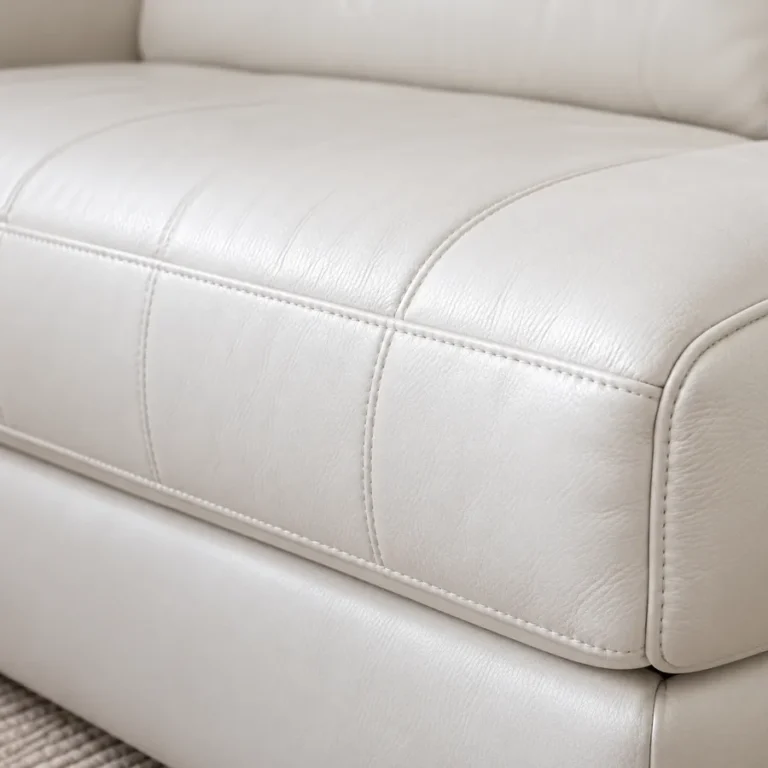 The front edge of a leather seat during conditioning