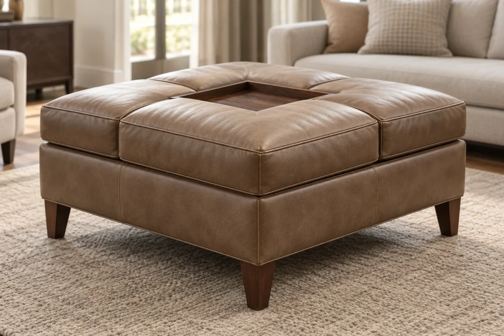 Tray Tops leather ottoman