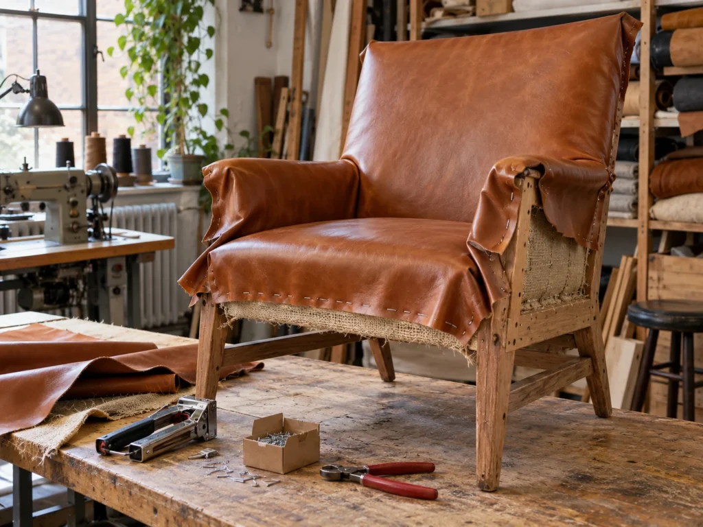 Frame first, leather dining chair work