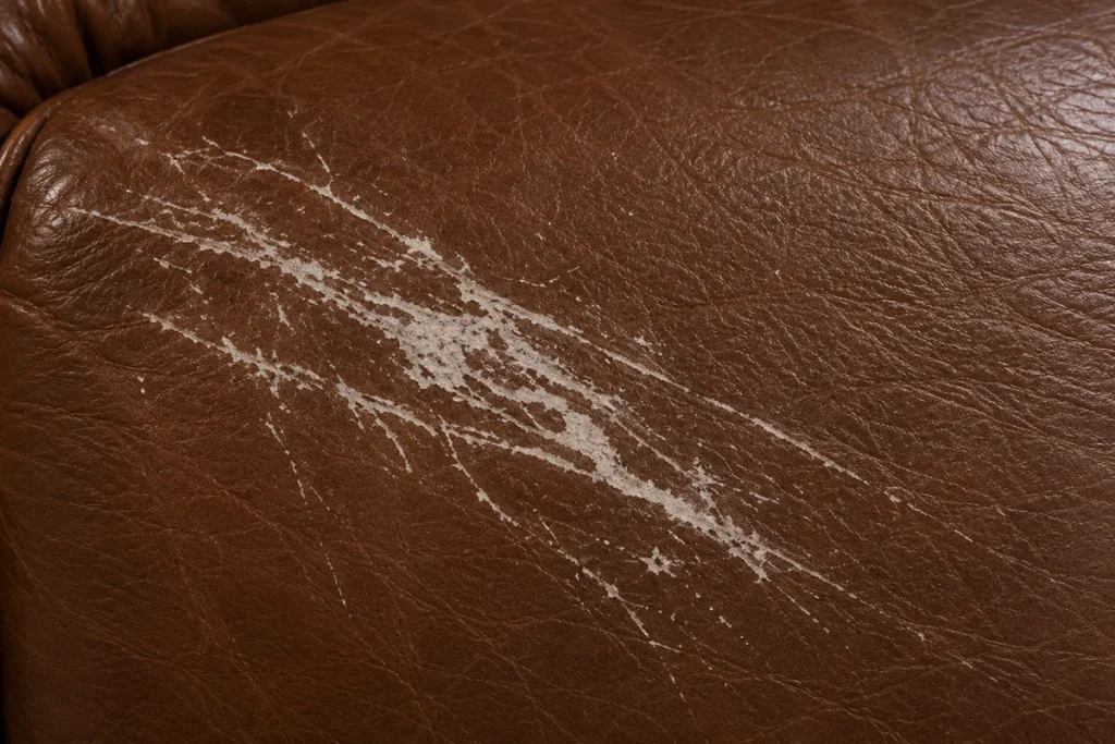 Topcoat abrasion on leather
