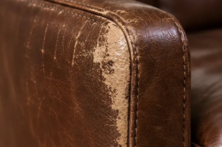 Worn through scuff on leather