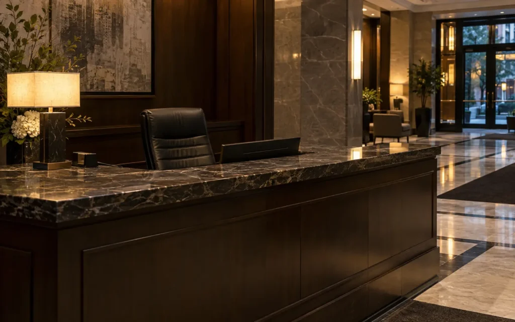 A concierge desk chair