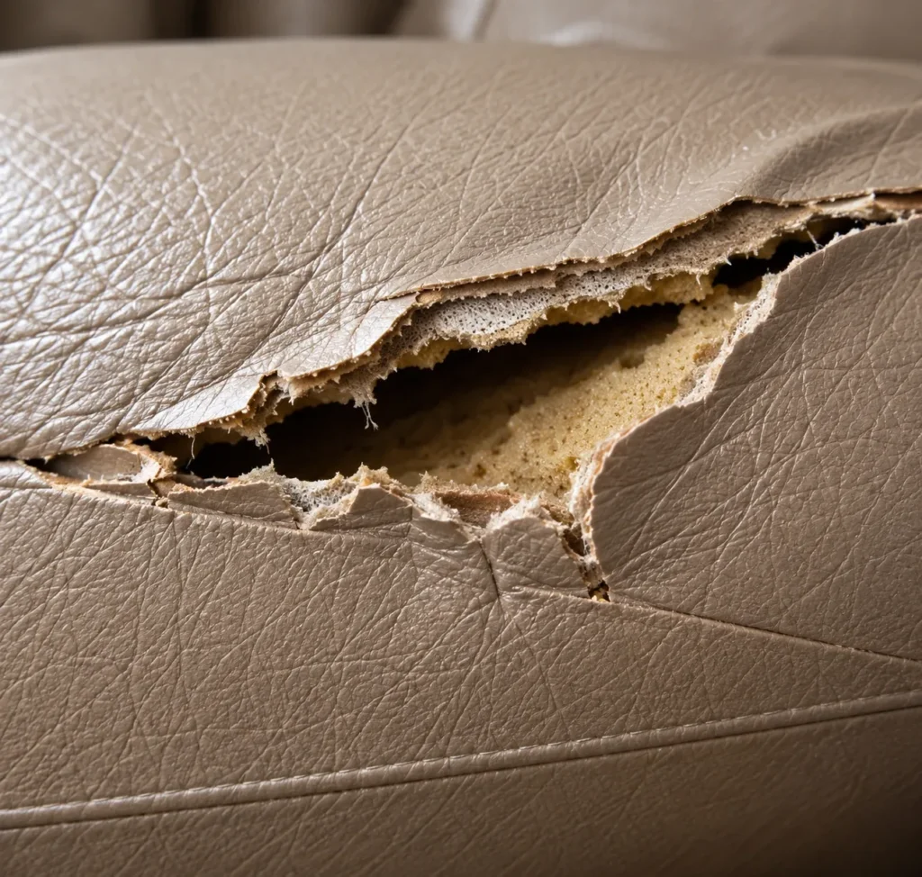 Hole with a split hole in leather