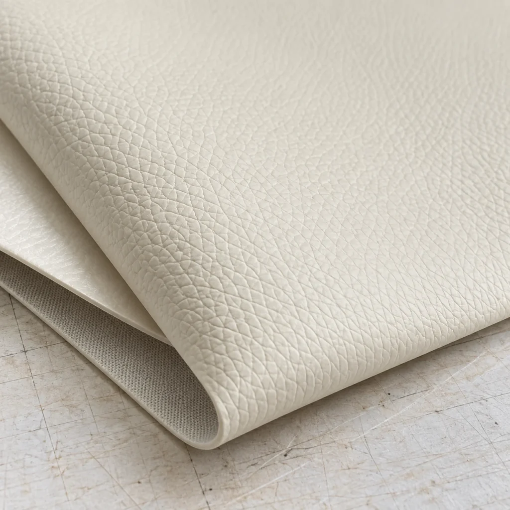 A close-up of a marine-grade vinyl sample