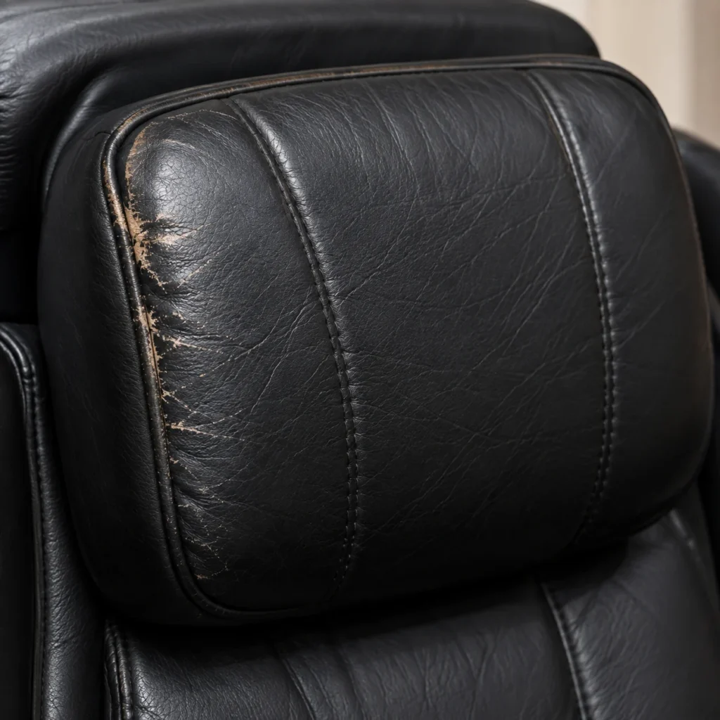 Massage chair: worn headrest