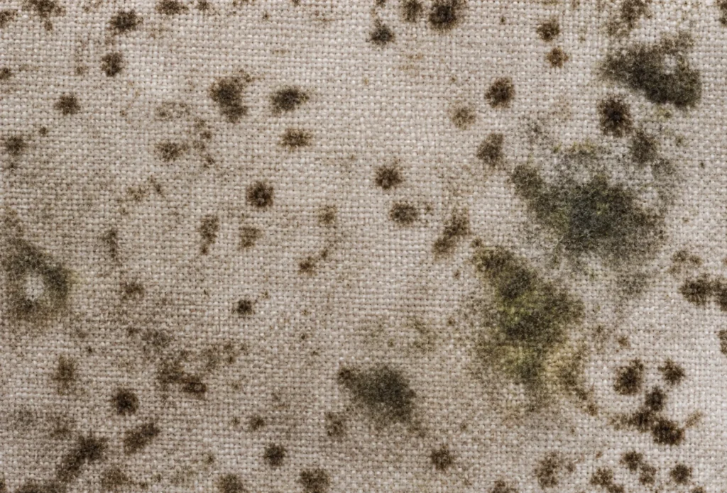 Outdoor cushion close-up: mildew