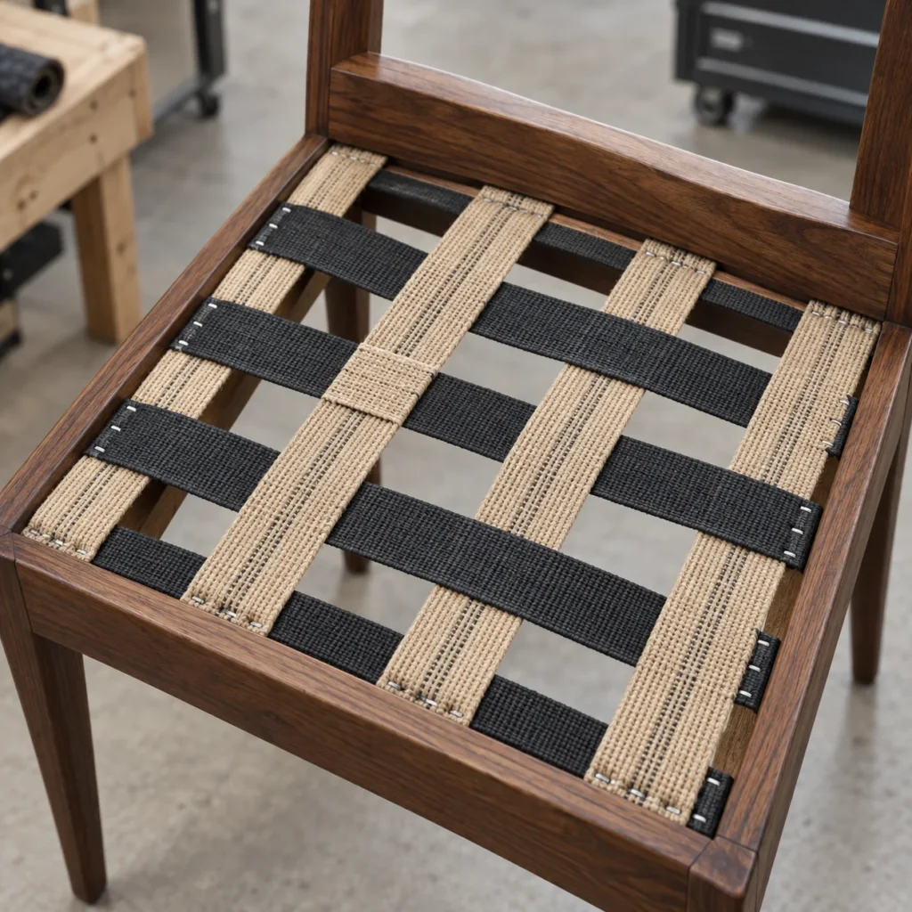 Dining chair close-up: fresh webbing
