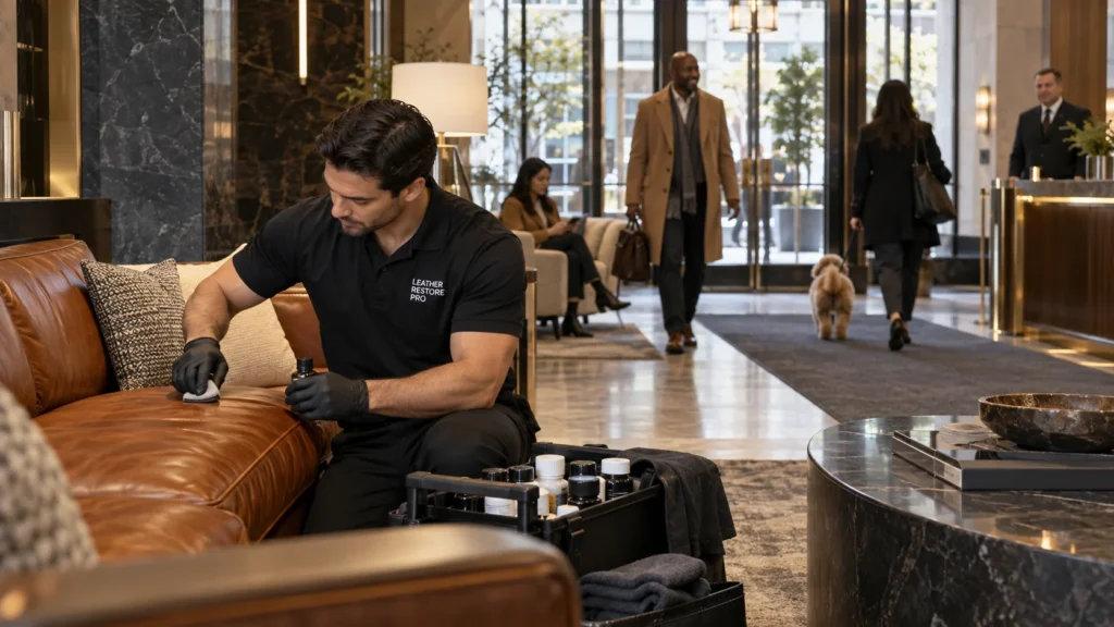 On-site repair in an occupied lobby