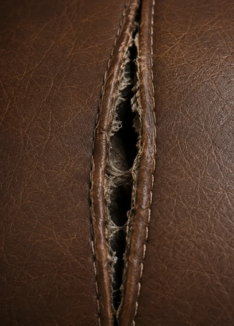 Seam split in leather