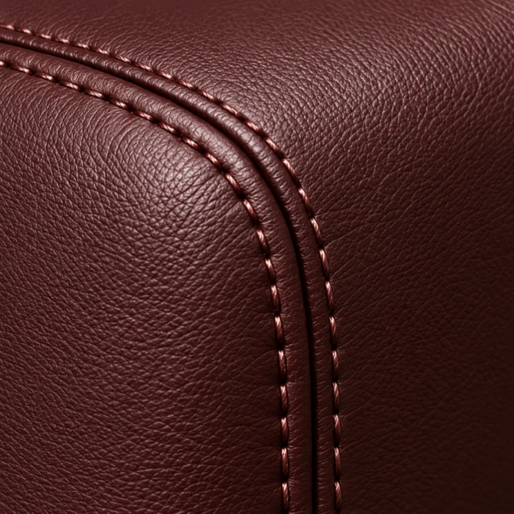 Double stitching detail on a salon chair cover