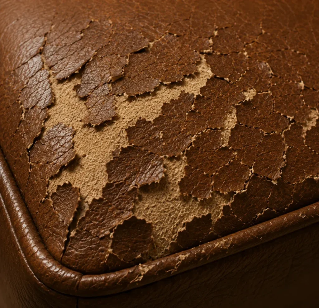 Leather finish, stage 4. Flaking