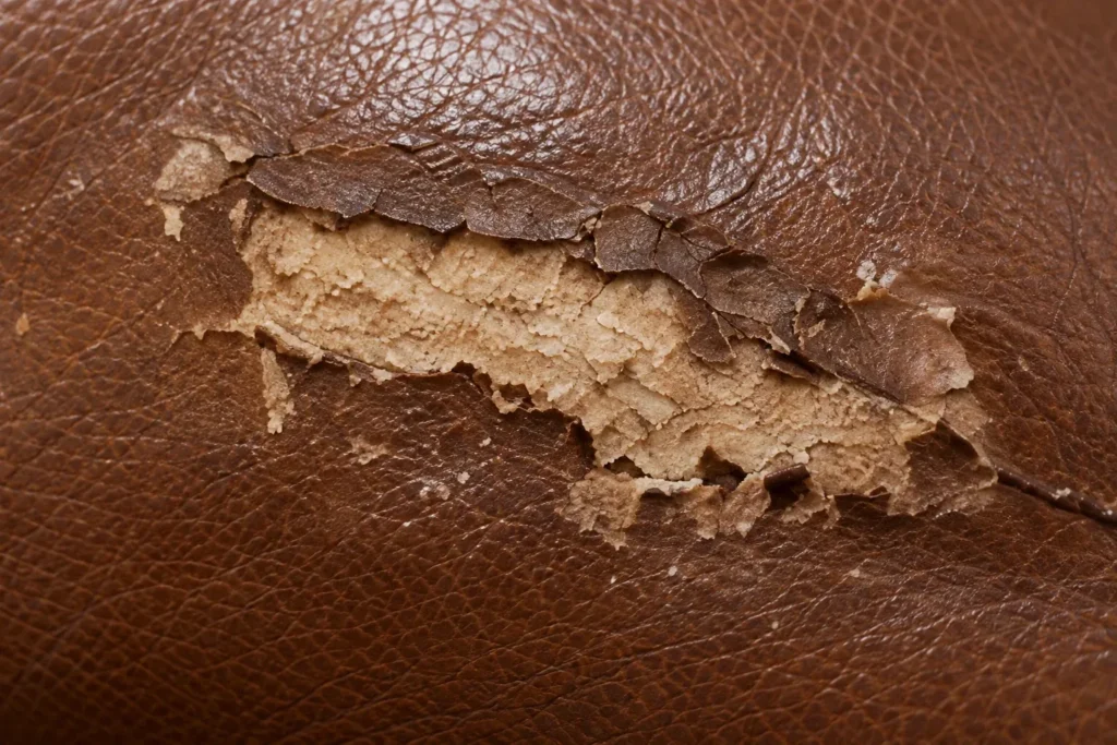 Leather peeling: an old repair failing