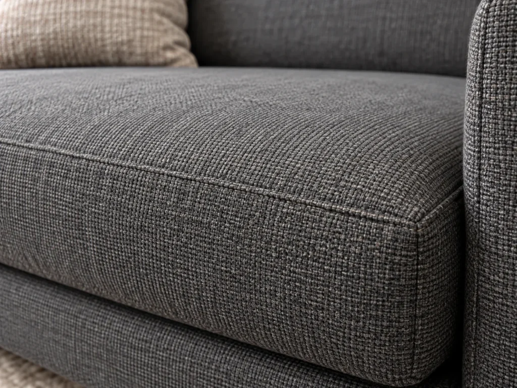 A close view of charcoal performance fabric