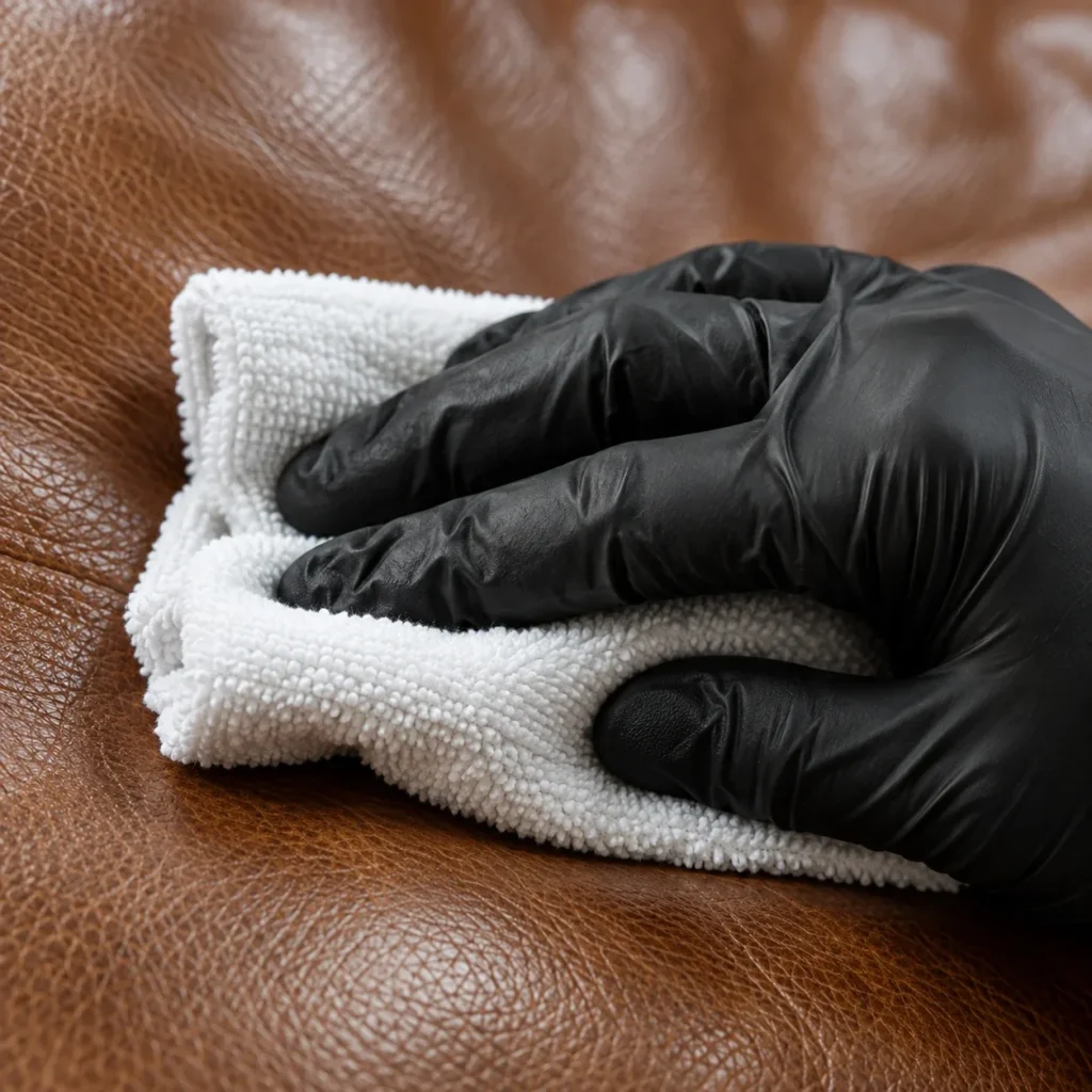 Step in our leather protection process: clean