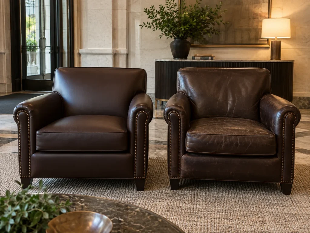 a single chair dining chair recovered in leather