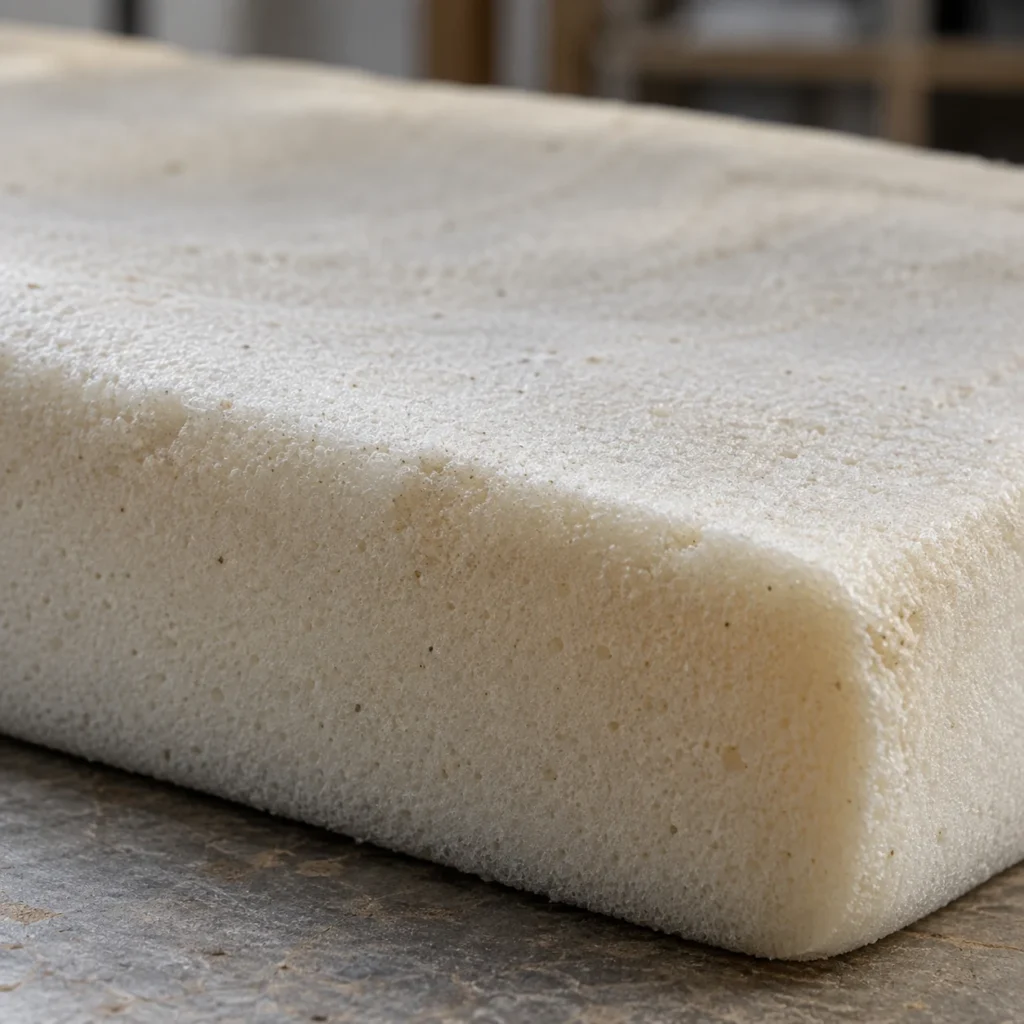 A foam slab cut for a medical chair