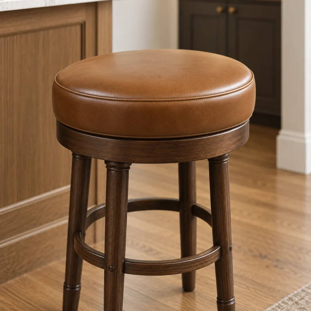 Kitchen Counters with leather bar stools