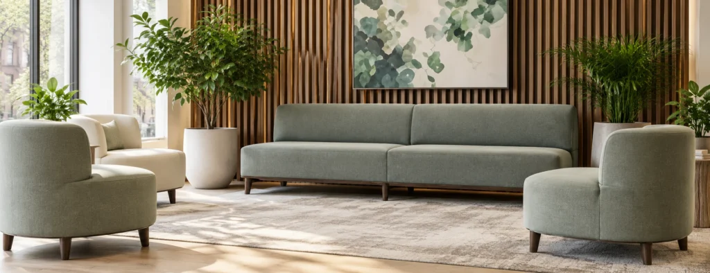 Lounge chairs in a lobby