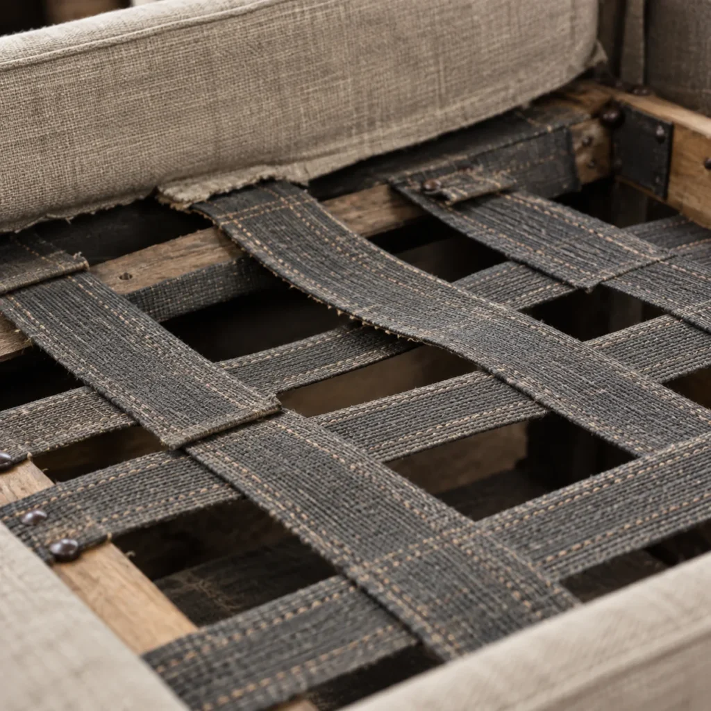 Dining chair close-up: sagging webbing