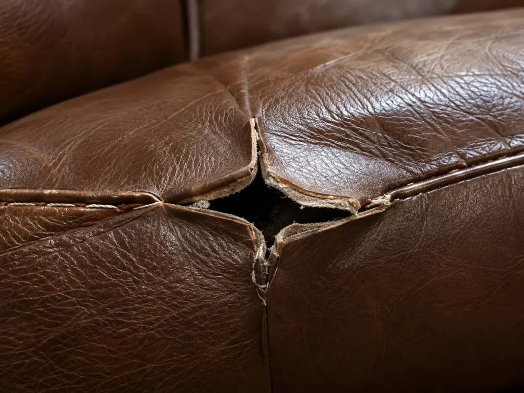 Leather seam repair method: new panel