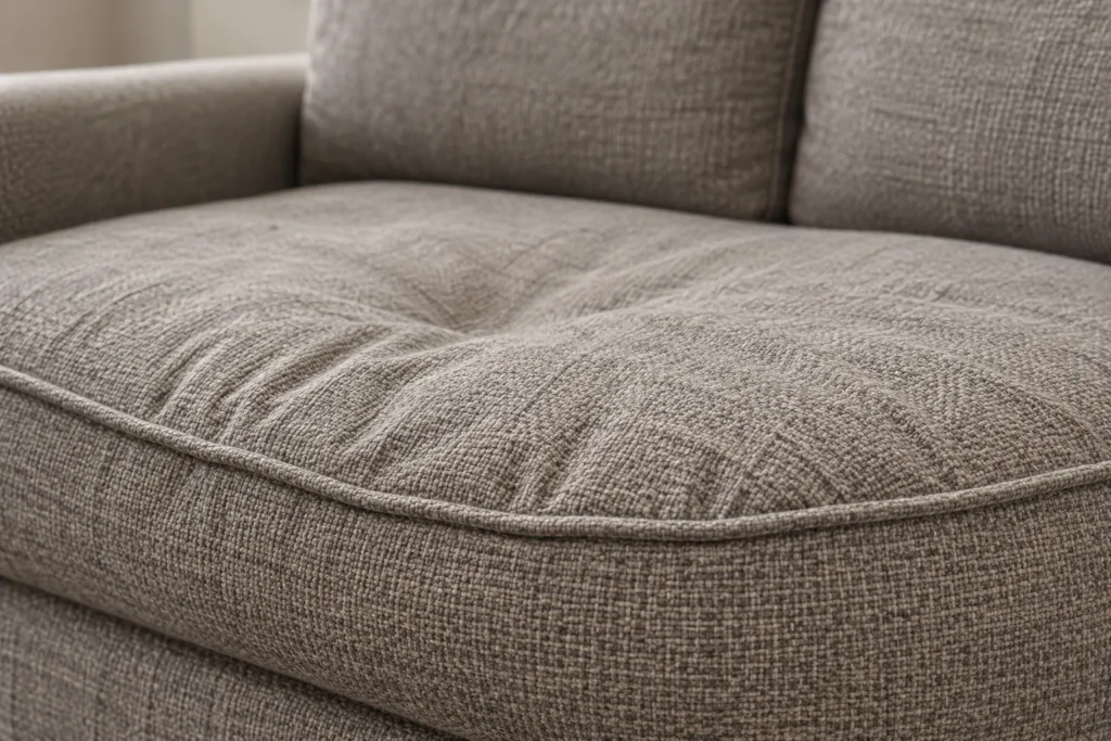 Collapsed cushions detail on a sleeper sofa