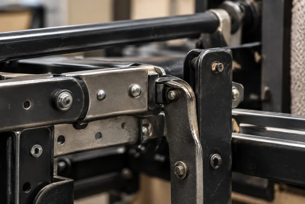 Pivots detail on a sleeper sofa