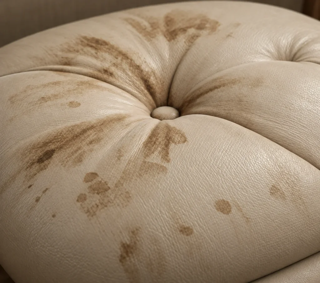Stains on a leather ottoman