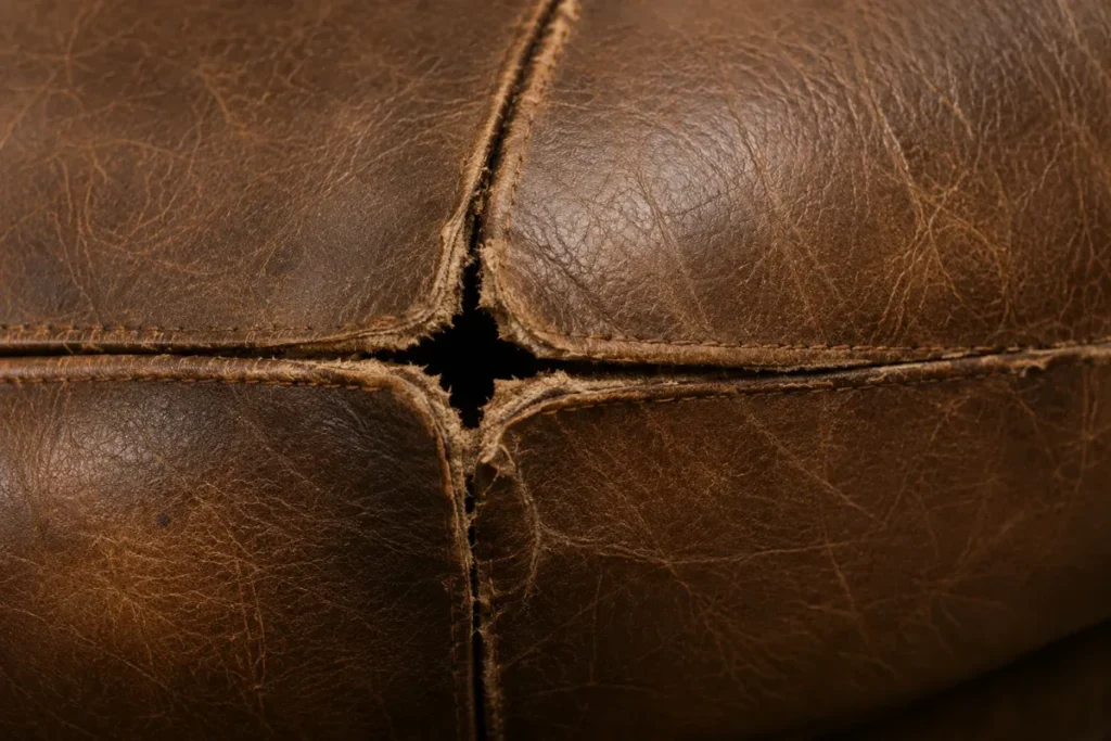 Star or L-tear in leather