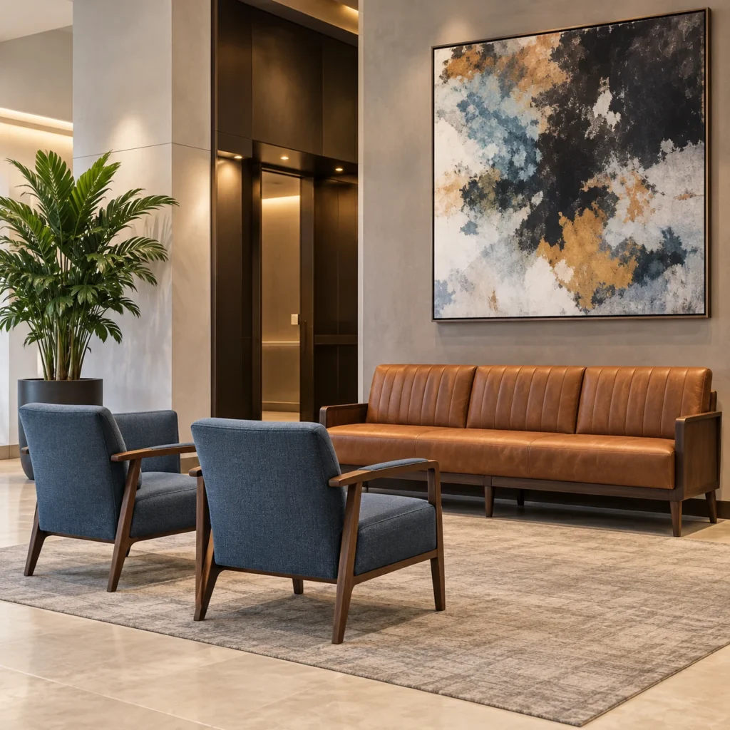 Leather sofas in a lobby