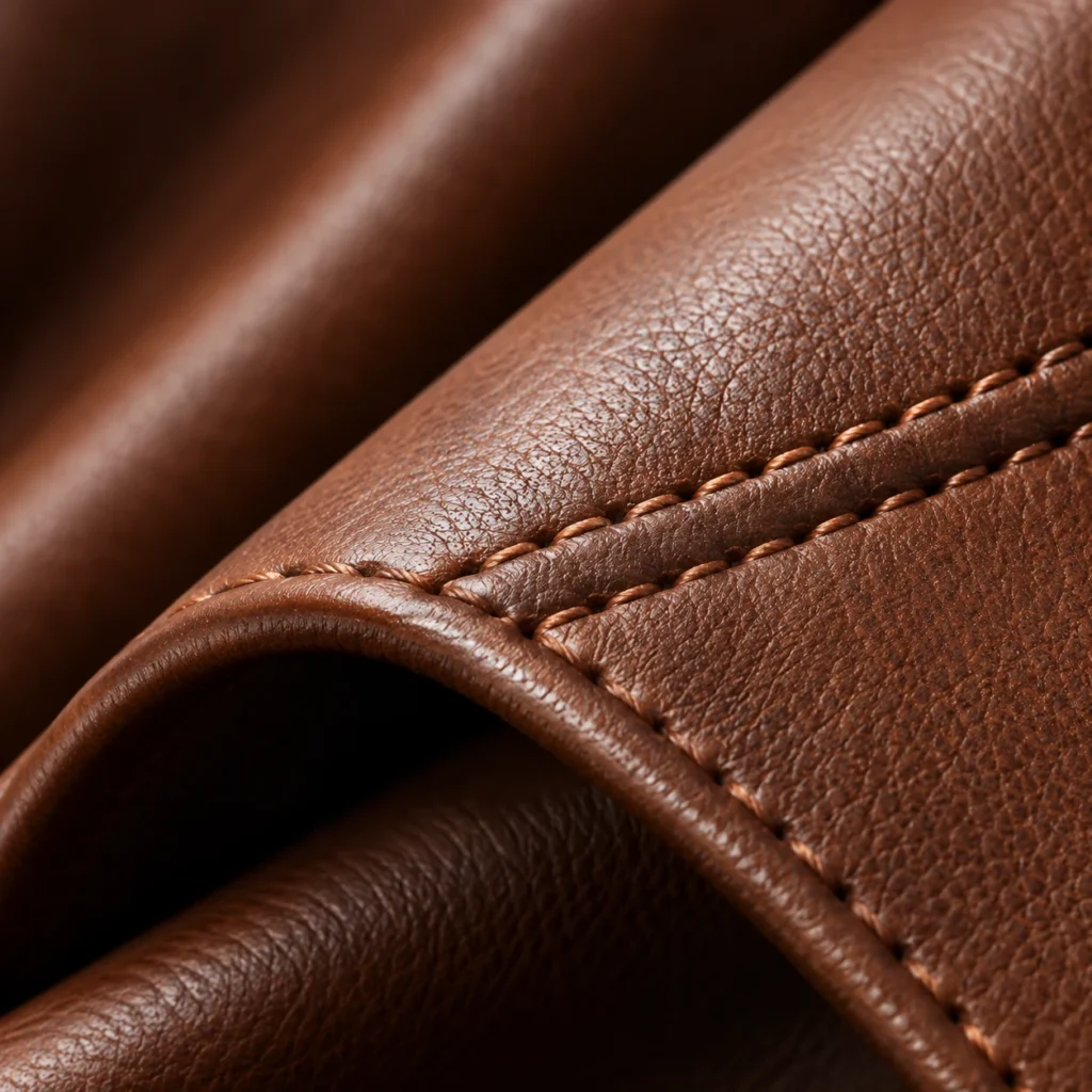 Topstitched folds detail on a salon chair cover