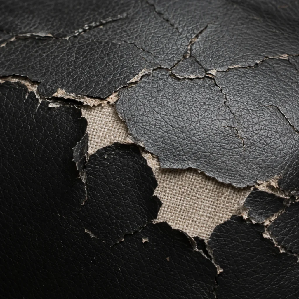 Peeling coating detail on a theater recliner