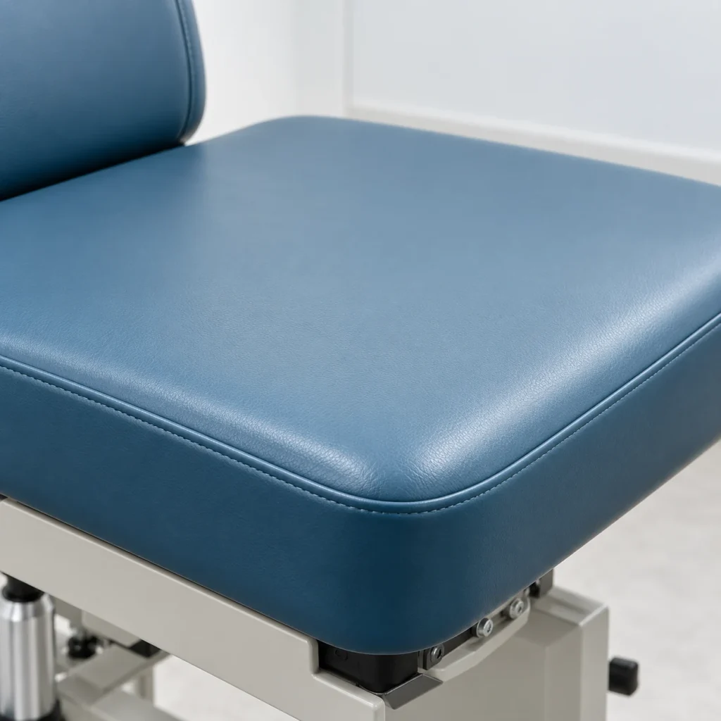 Seat pad seen on a medical chair