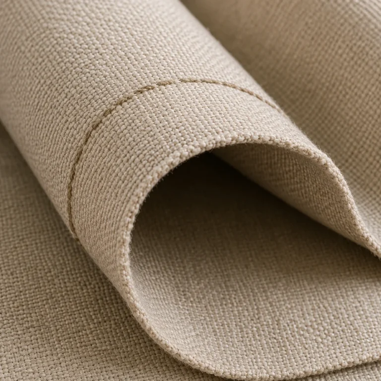 A roll of upholstery fabric showing its weave